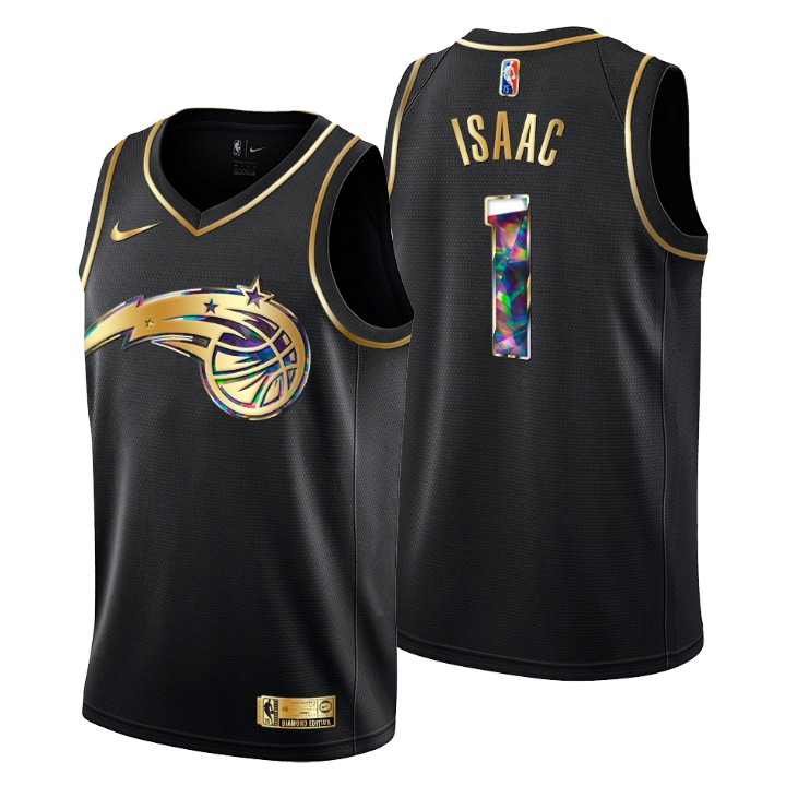 Orlando Magic #1 Jonathan Isaac Men's Golden Edition Diamond Logo 2021/22 Swingman Jersey - Black