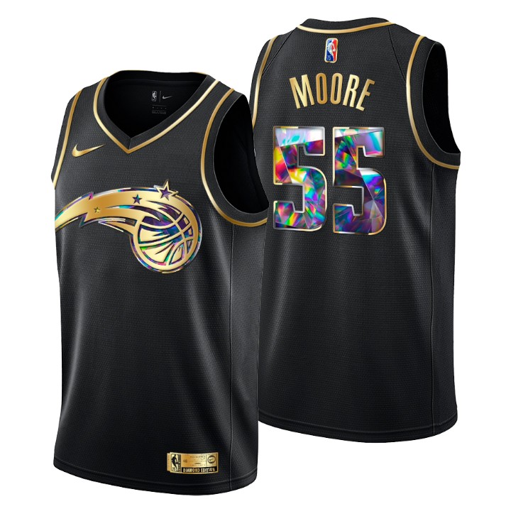 Orlando Magic #55 E'Twaun Moore Men's Golden Edition Diamond Logo 2021/22 Swingman Jersey - Black