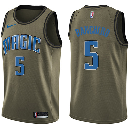 Nike Magic #5 Paolo Banchero Green Salute to Service NBA Swingman Jersey