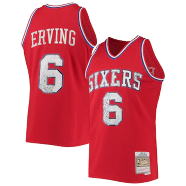 Nike 76ers #6 Julius Erving Mitchell & Ness 1996-97 Hardwood Classics NBA 75th Anniversary Diamond Swingman Jersey - Red