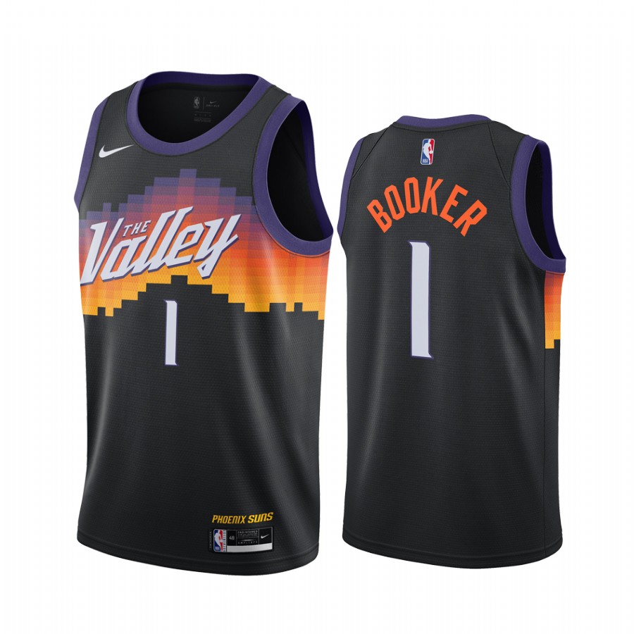 Nike Suns #1 Devin Booker Black NBA Swingman 2020-21 City Edition Jersey