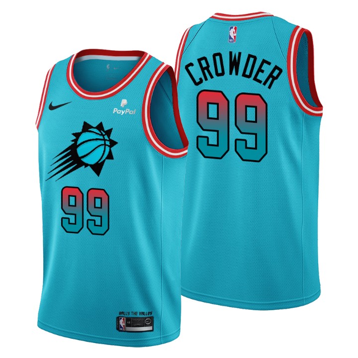 Nike Suns #99 Jae Crowder Men's 2022-23 City Edition NBA Jersey - Cherry Blossom Blue