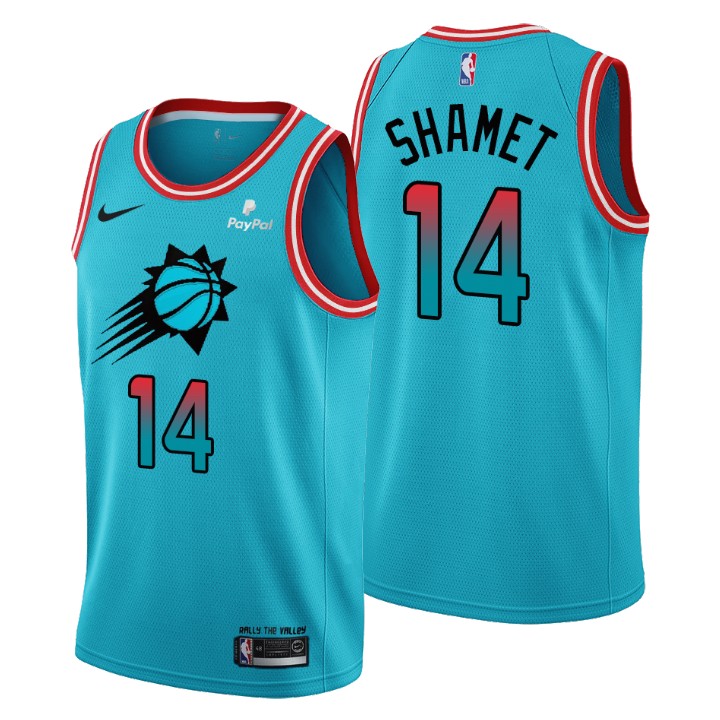 Nike Suns #14 Landry Shamet Men's 2022-23 City Edition NBA Jersey - Cherry Blossom Blue