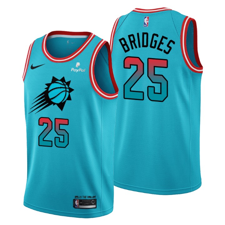 Nike Suns #25 Mikal Bridges Men's 2022-23 City Edition NBA Jersey - Cherry Blossom Blue