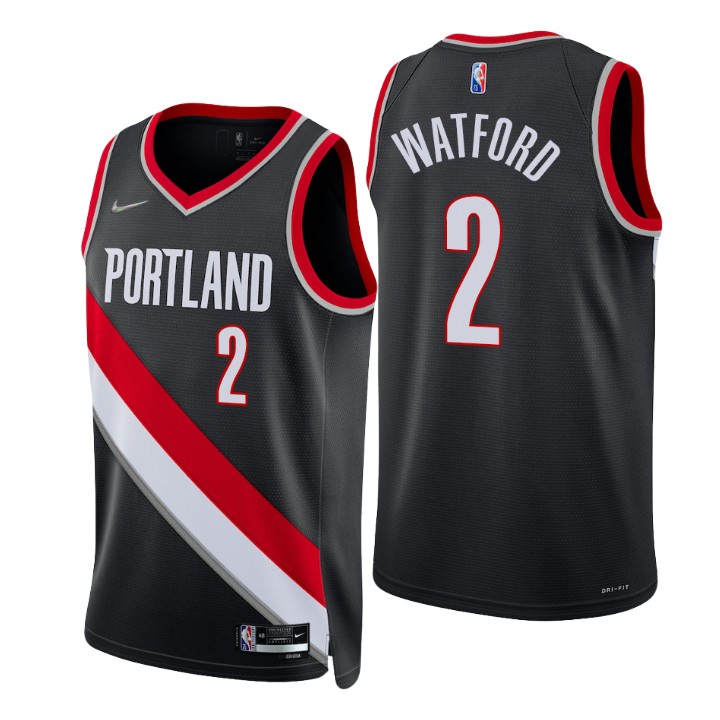 Nike Blazers #2 Trendon Watford Black Men's 2021-22 NBA 75th Anniversary Diamond Swingman Jersey - Icon Edition