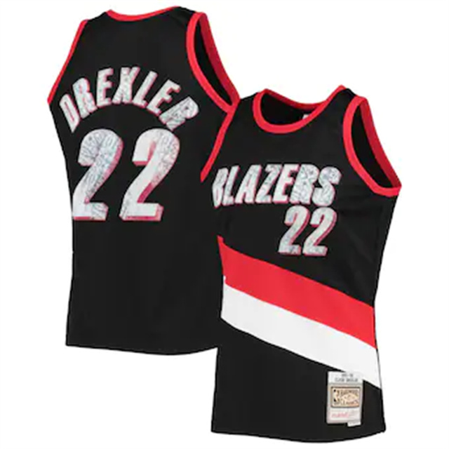 Nike Blazers #22 Clyde Drexler Mitchell & Ness 1996-97 Hardwood Classics NBA 75th Anniversary Diamond Swingman Jersey - Black