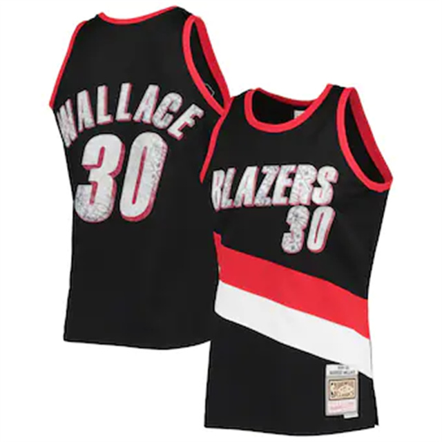 Nike Blazers #30 Rasheed Wallace Mitchell & Ness 1996-97 Hardwood Classics NBA 75th Anniversary Diamond Swingman Jersey - Black