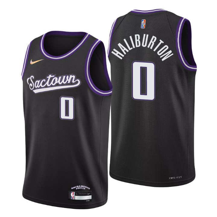 Sacramento Kings #0 Tyrese Haliburton Men's Nike Black 2021/22 Swingman NBA Jersey - City Edition