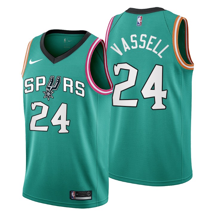 Nike Spurs #24 Devin Vassell Men's 2022-23 City Edition NBA Jersey - Cherry Blossom Teal