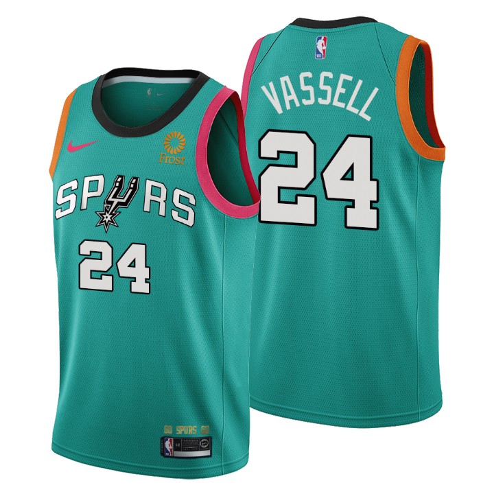 Nike Spurs #24 Devin Vassell Men's 2022-23 City Edition NBA Jersey - Cherry Blossom Teal