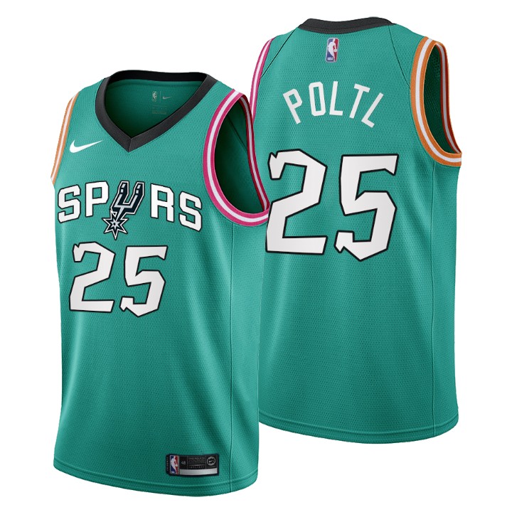 Nike Spurs #25 Jakob Poltl Men's 2022-23 City Edition NBA Jersey - Cherry Blossom Teal