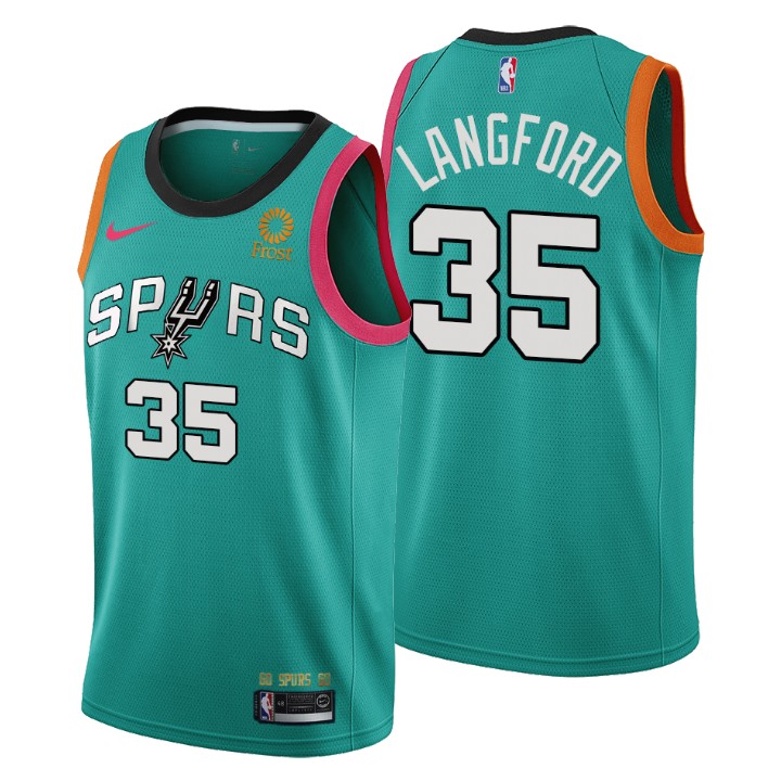 Nike Spurs #35 Romeo Langford Men's 2022-23 City Edition NBA Jersey - Cherry Blossom Teal