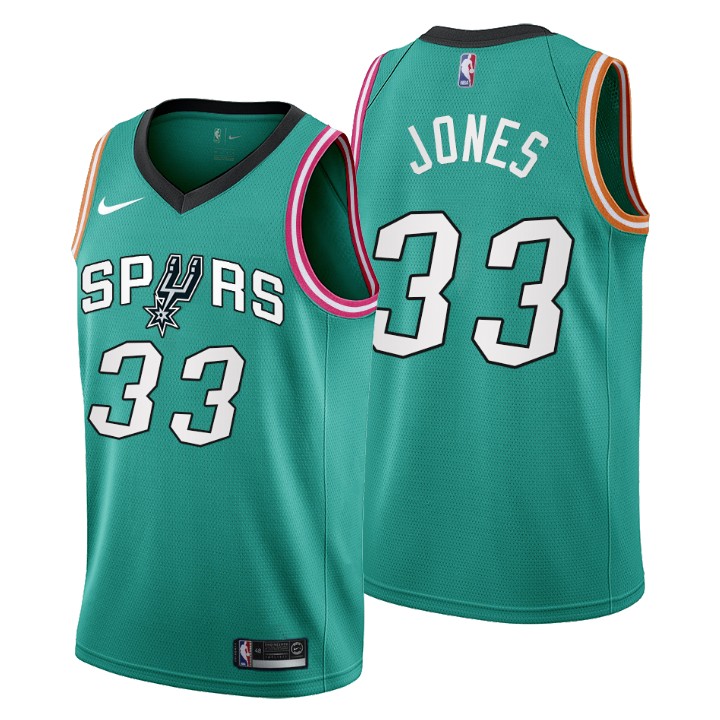 Nike Spurs #33 Tre Jones Men's 2022-23 City Edition NBA Jersey - Cherry Blossom Teal