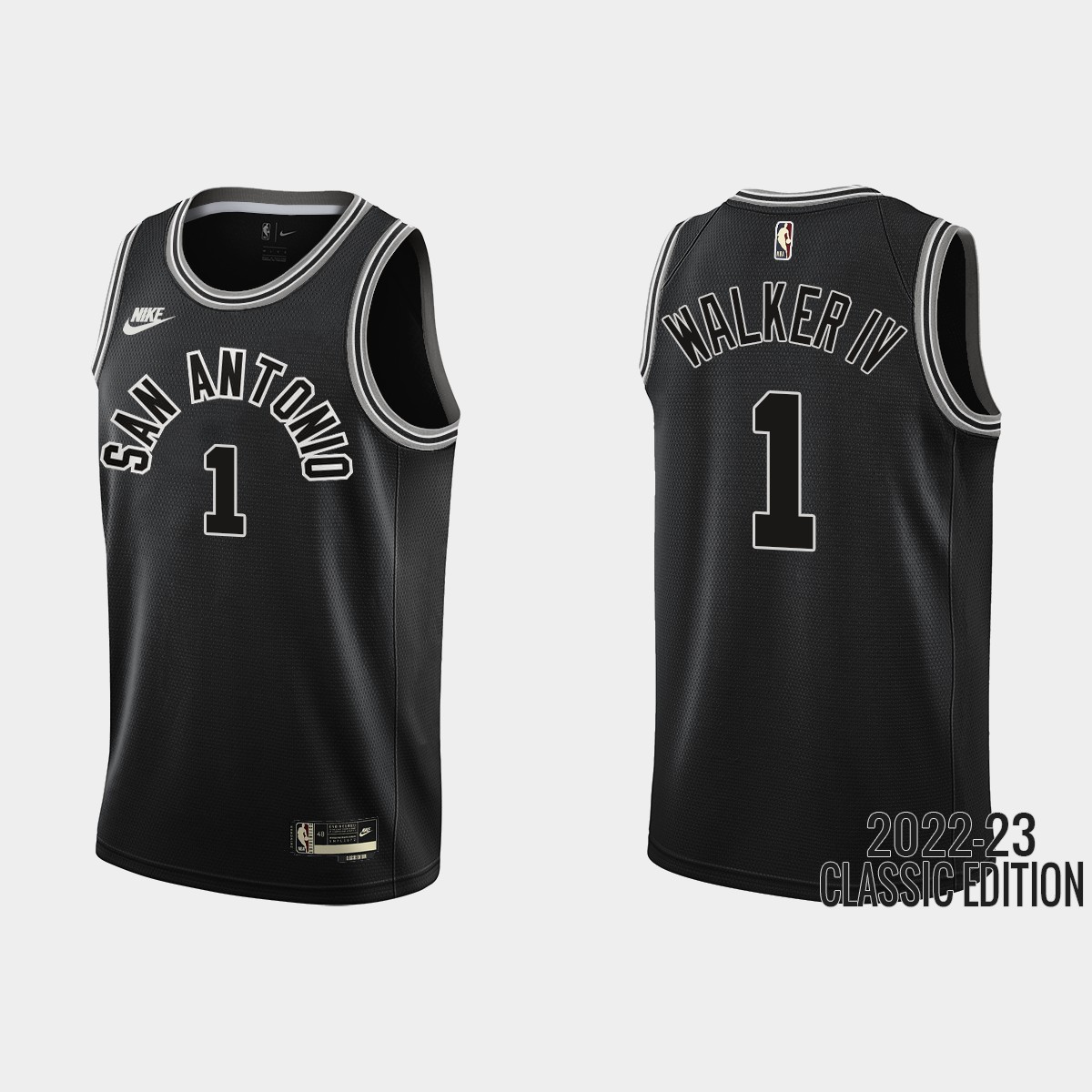 San Antonio Spurs #1 Lonnie Walker IV Black Men's Nike NBA 2022-23 Classic Edition Jersey