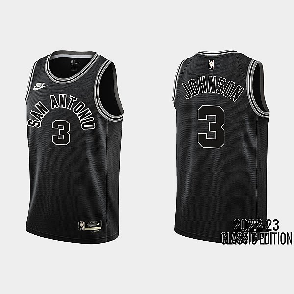 San Antonio Spurs #3 Keldon Johnson Black Men's Nike NBA 2022-23 Classic Edition Jersey