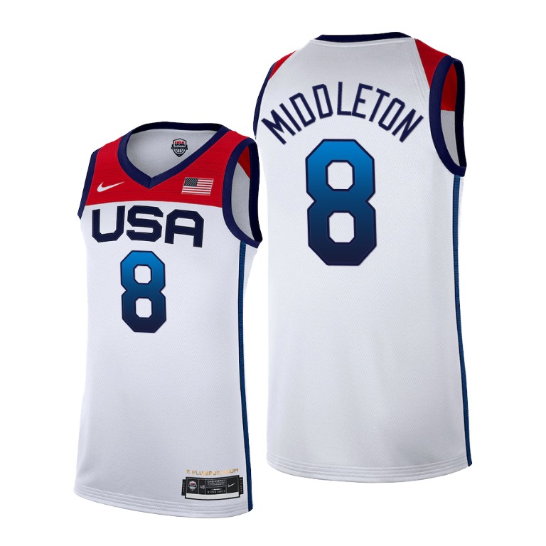 Men's Nike Khris Middleton White USA Basketball 2020 Summer Olympics Player Jersey