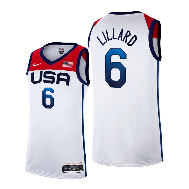 Men's Nike Damian Lillard White USA Basketball 2020 Summer Olympics Player Jersey