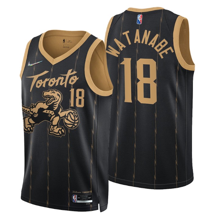 Toronto Raptors #18 Yuta Watanabe Men's Nike Black 2021/22 Swingman NBA Jersey - City Edition