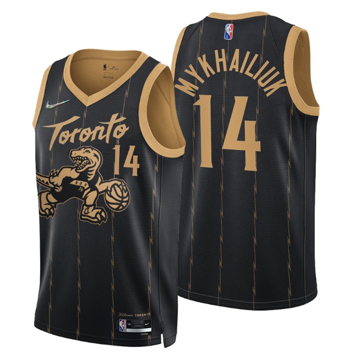 Toronto Raptors #14 Sviatoslav Mykhailiuk Men's Nike Black 2021/22 Swingman NBA Jersey - City Edition