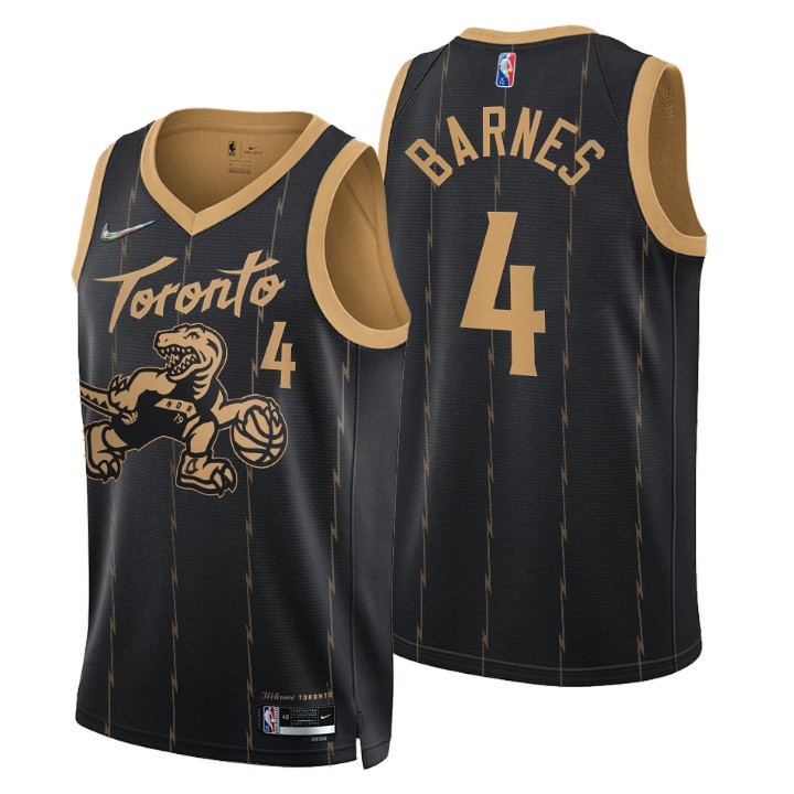 Toronto Raptors #4 Scottie Barnes Men's Nike Black 2021/22 Swingman NBA Jersey - City Edition