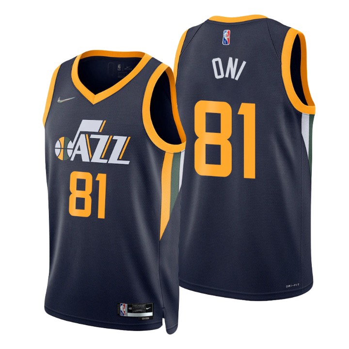 Nike Jazz #81 Miye Oni Navy Men's 2021-22 NBA 75th Anniversary Diamond Swingman Jersey - Icon Edition