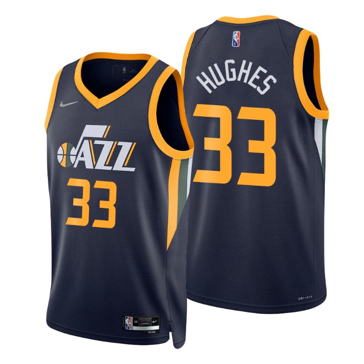 Nike Jazz #33 Elijah Hughes Navy Men's 2021-22 NBA 75th Anniversary Diamond Swingman Jersey - Icon Edition