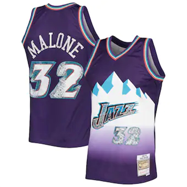 Nike Jazz #32 Karl Malone Mitchell & Ness 1996-97 Hardwood Classics NBA 75th Anniversary Diamond Swingman Jersey - Purple