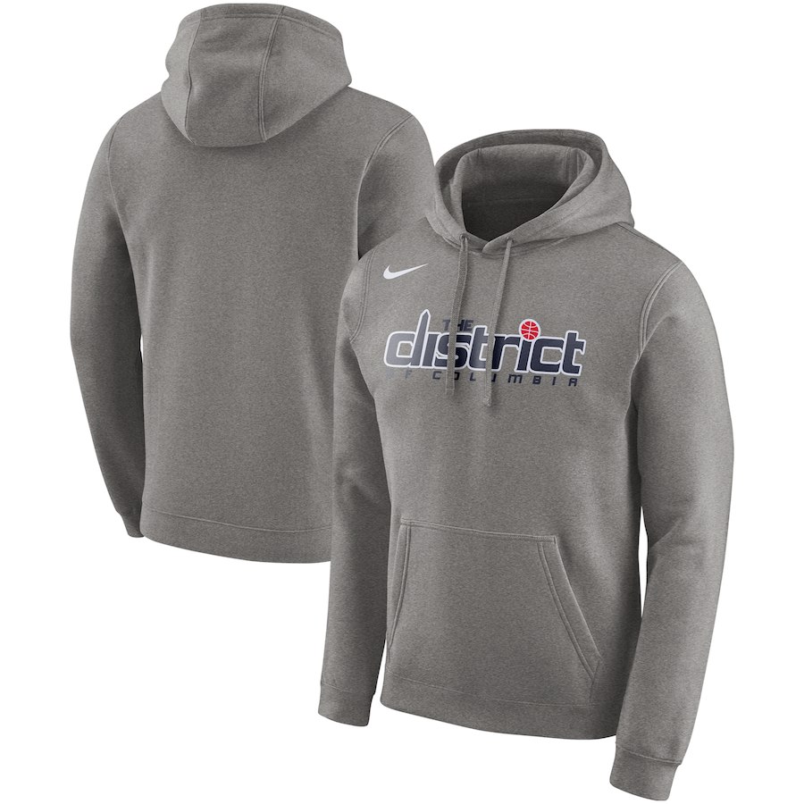 Washington Wizards Nike Earned Edition Logo Essential Pullover Hoodie Gray