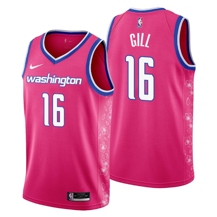 Nike Wizards #16 Anthony Gill Men's 2022-23 City Edition NBA Jersey - Cherry Blossom Pink