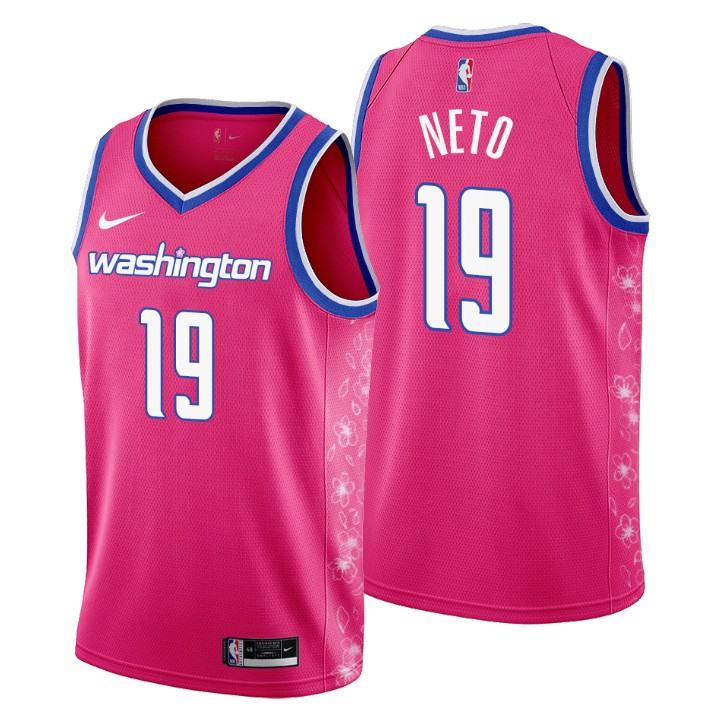 Nike Wizards #19 Raul Neto Men's 2022-23 City Edition NBA Jersey - Cherry Blossom Pink