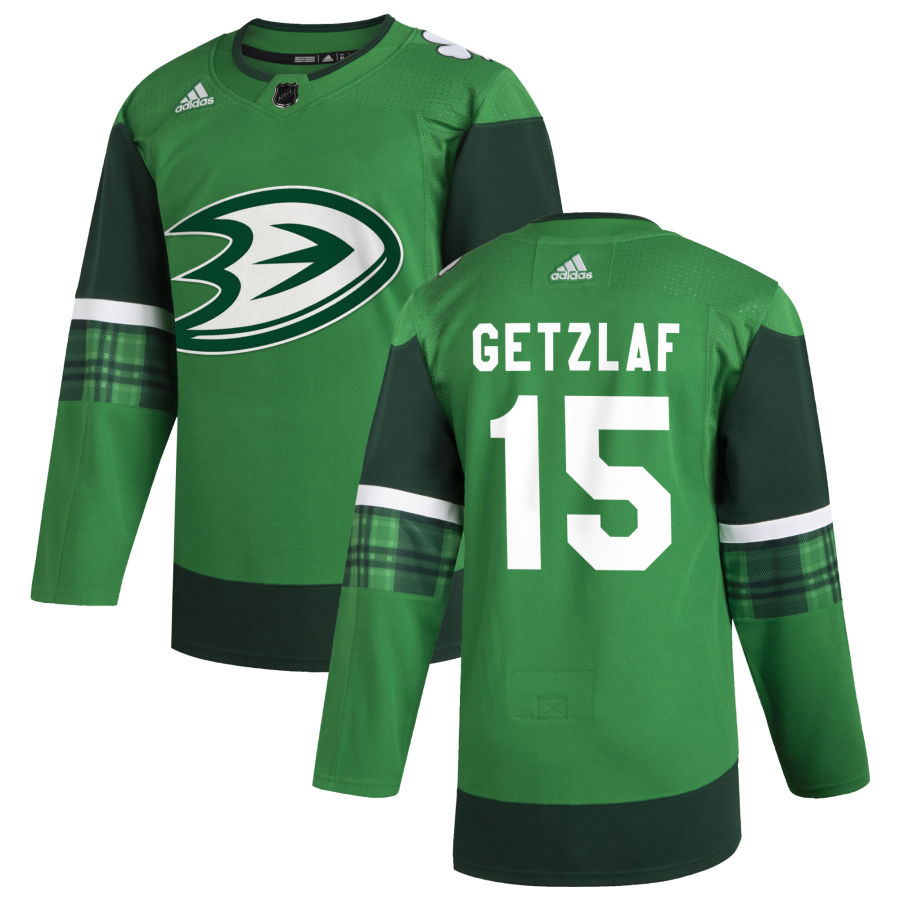 Anaheim Ducks #15 Ryan Getzlaf Men's Adidas 2020 St. Patrick's Day Stitched NHL Jersey Green.jpg