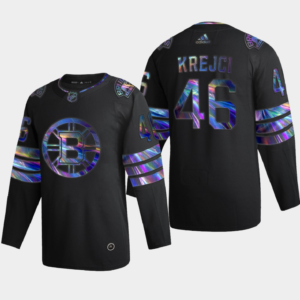 Washington Bruins #46 David Krejci Men's Nike Iridescent Holographic Collection MLB Jersey - Black