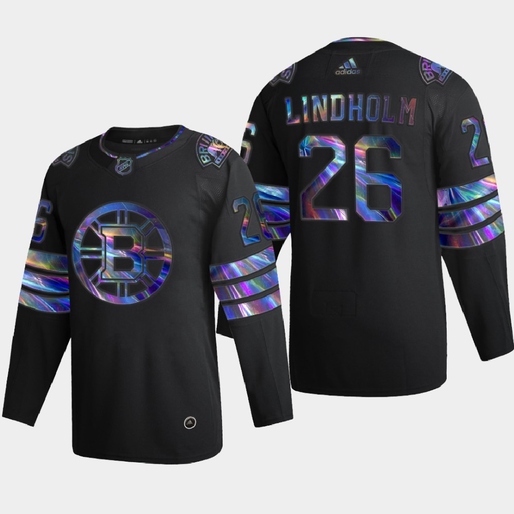 Washington Bruins #26 Par Lindholm Men's Nike Iridescent Holographic Collection MLB Jersey - Black