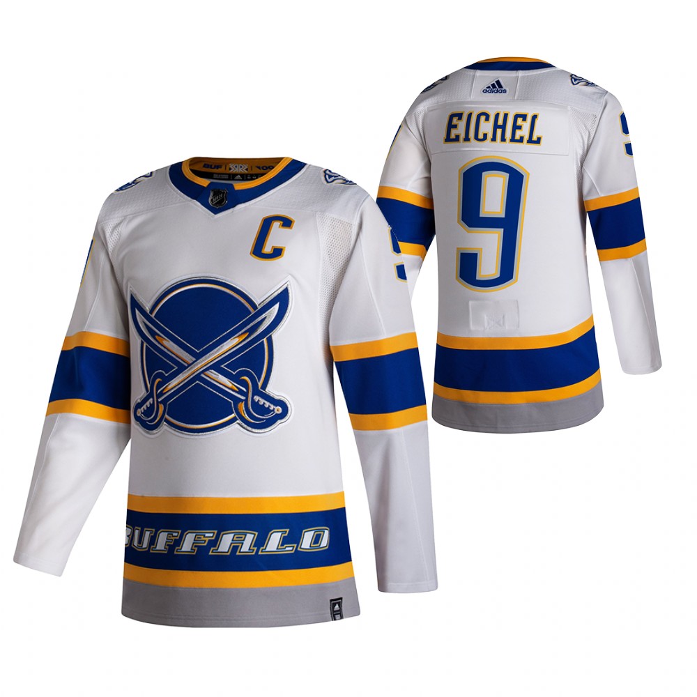 Buffalo Sabres #9 Jack Eichel White Men's Adidas 2020-21 Reverse Retro Alternate NHL Jersey