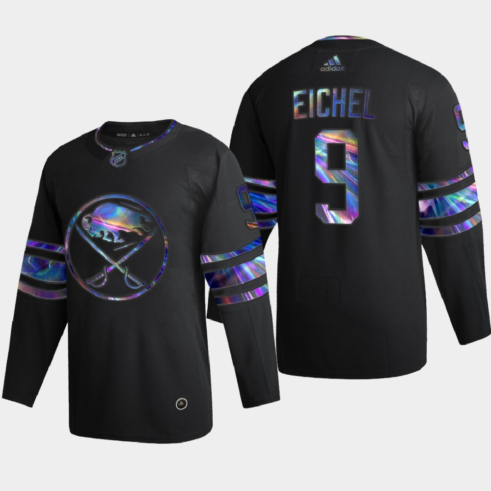 Buffalo Sabres #9 Jack Eichel Men's Nike Iridescent Holographic Collection MLB Jersey - Black