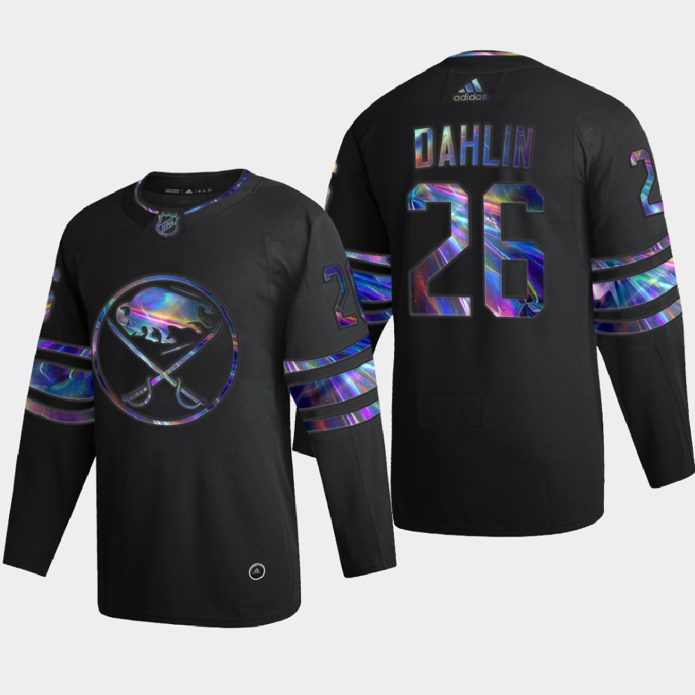 Buffalo Sabres #26 Rasmus Dahlin Men's Nike Iridescent Holographic Collection MLB Jersey - Black