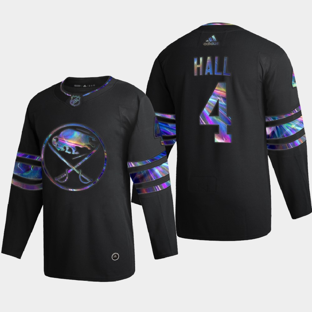 Buffalo Sabres #4 Taylor Hall Men's Nike Iridescent Holographic Collection MLB Jersey - Black