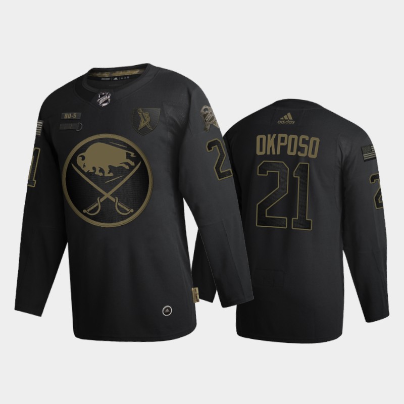 Buffalo Sabres #21 Kyle Okposo Men's Adidas 2020 Veterans Day Authentic NHL Jersey - Black