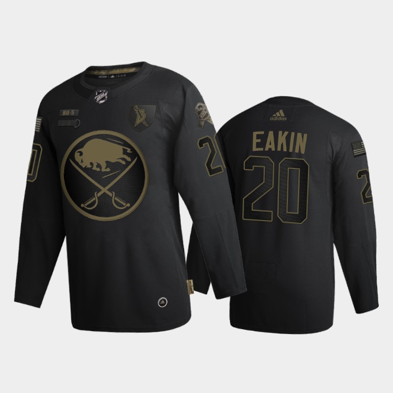 Buffalo Sabres #20 Cody Eakin Men's Adidas 2020 Veterans Day Authentic NHL Jersey - Black