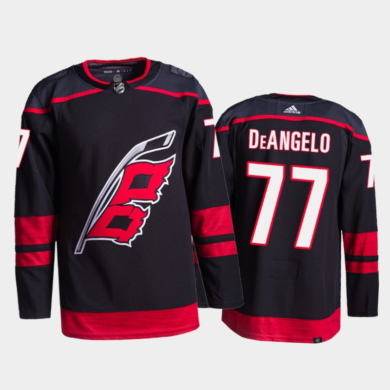 Adidas Hurricanes #77 Tony Deangelo Men's 2021-22 Alternate Authentic NHL Jersey - Black