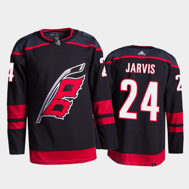 Adidas Hurricanes #24 Seth Jarvis Men's 2021-22 Alternate Authentic NHL Jersey - Black