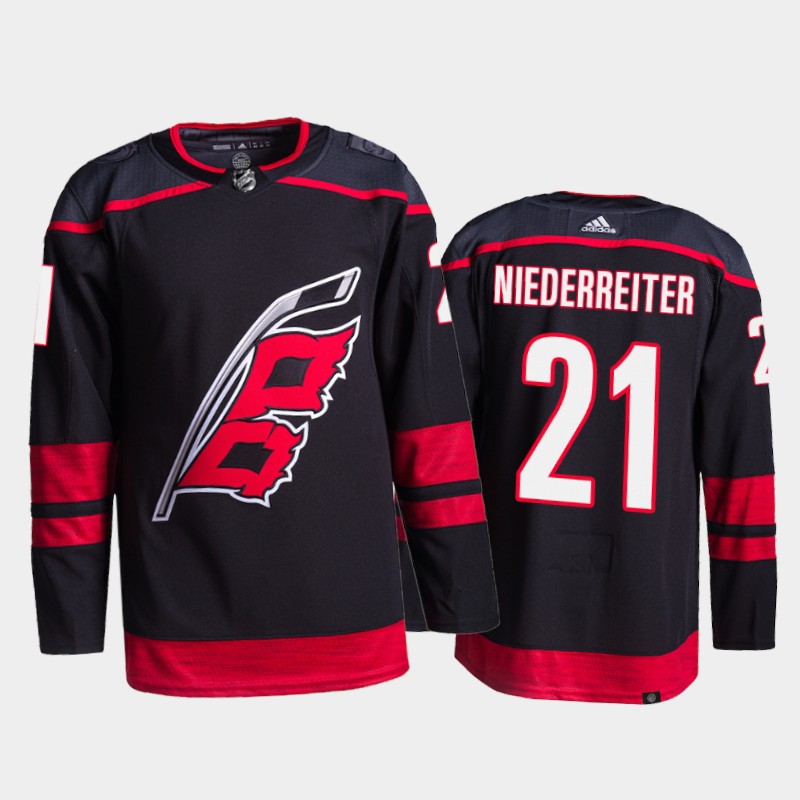 Adidas Hurricanes #21 Nino Niederreiter Men's 2021-22 Alternate Authentic NHL Jersey - Black