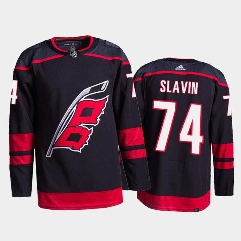 Adidas Hurricanes #74 Jaccob Slavin Men's 2021-22 Alternate Authentic NHL Jersey - Black