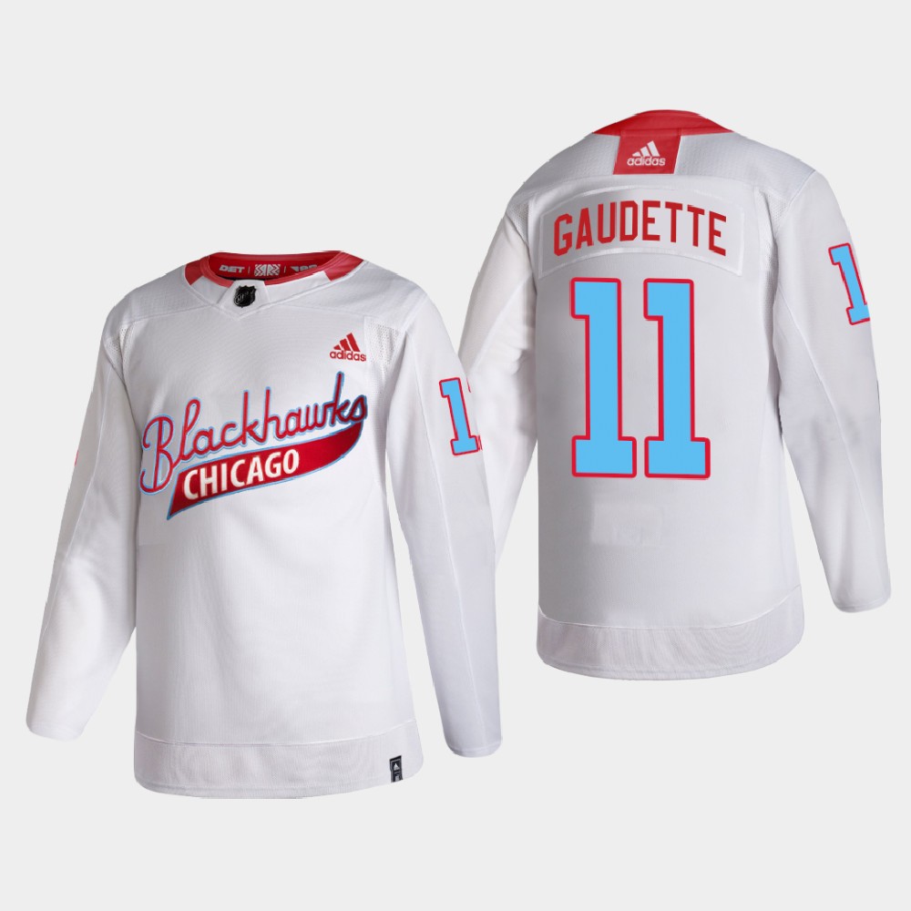 Chicago Blackhawks #11 Adam Gaudette Men's White One Community Night NHL Jersey