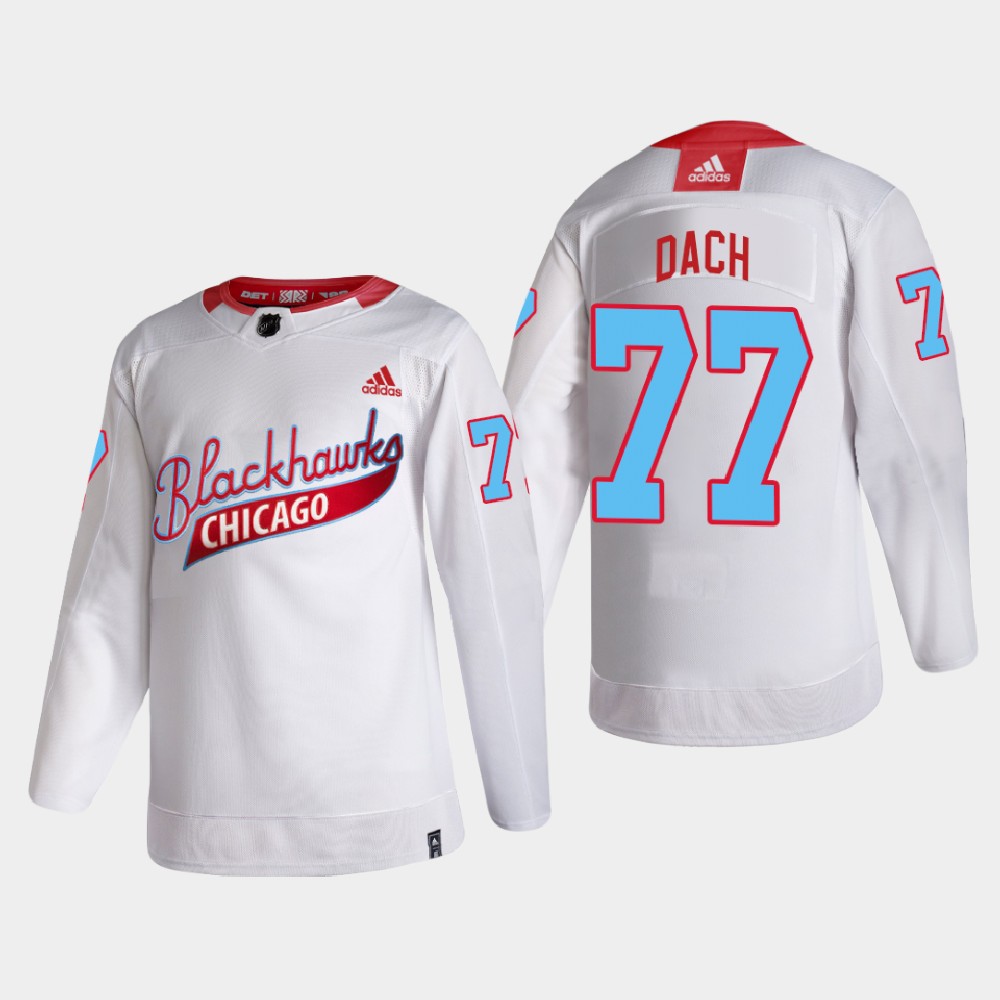 Chicago Blackhawks #77 Kirby Dach Men's White One Community Night NHL Jersey