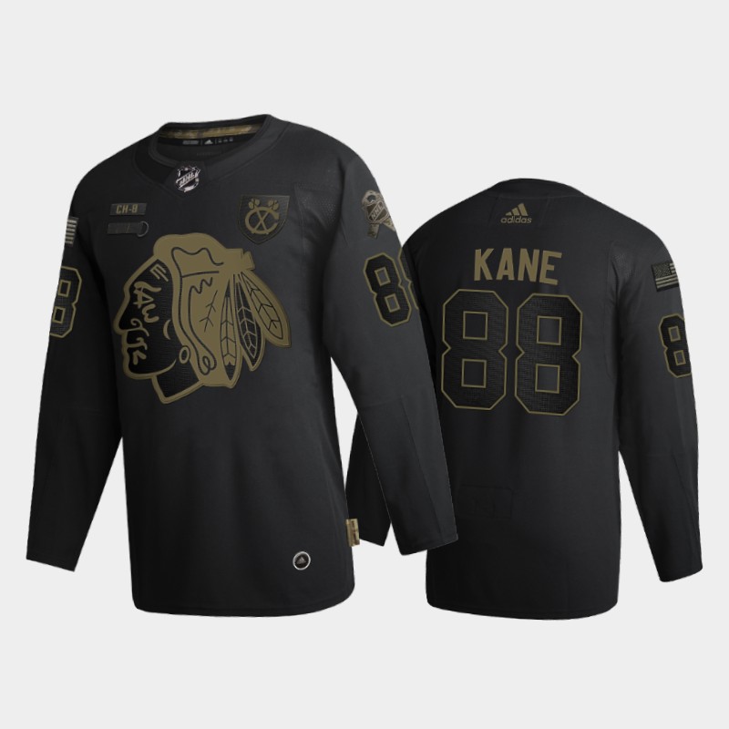 Chicago Blackhawks #88 Patrick Kane Men's Adidas 2020 Veterans Day Authentic NHL Jersey - Black