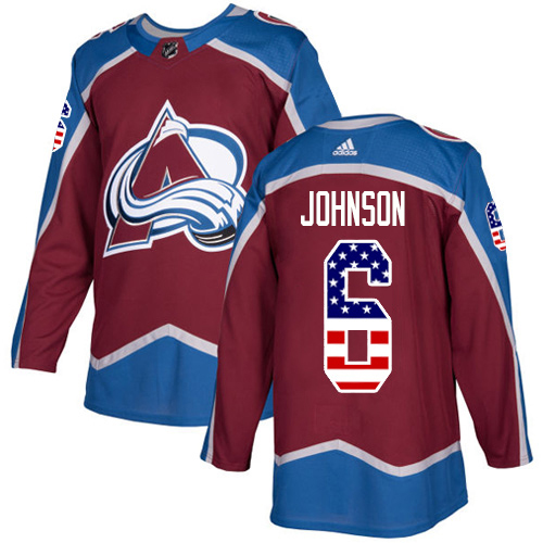 Adidas Avalanche #6 Erik Johnson Burgundy Home Authentic USA Flag Stitched NHL Jersey