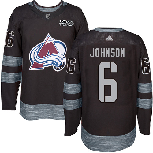 Adidas Avalanche #6 Erik Johnson Black 1917-2017 100th Anniversary Stitched NHL Jersey