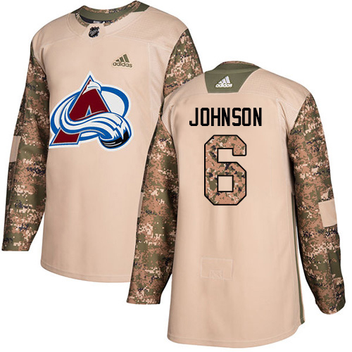 Adidas Avalanche #6 Erik Johnson Camo Authentic 2017 Veterans Day Stitched NHL Jersey