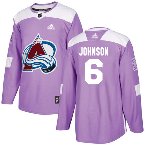 Adidas Avalanche #6 Erik Johnson Purple Authentic Fights Cancer Stitched NHL Jersey